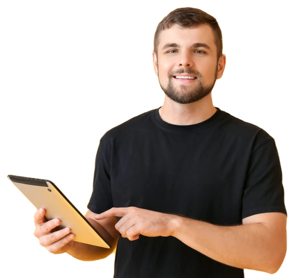 persona sosteniendo tablet